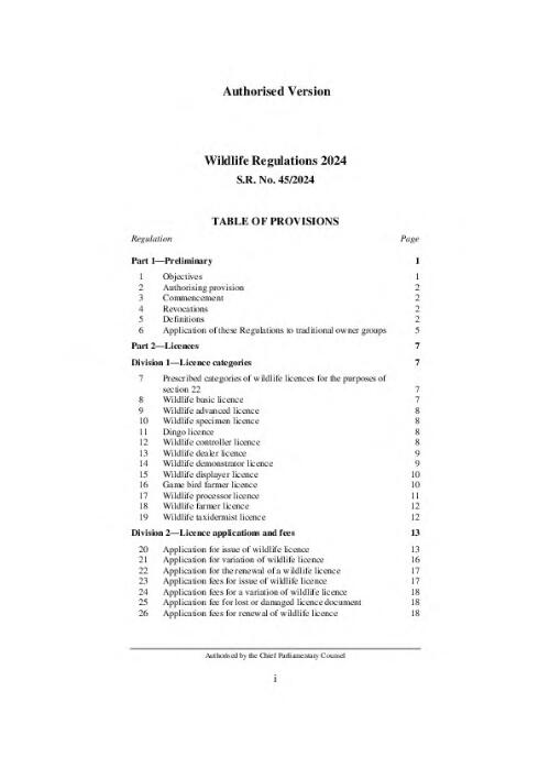 Wildlife Regulations 2024