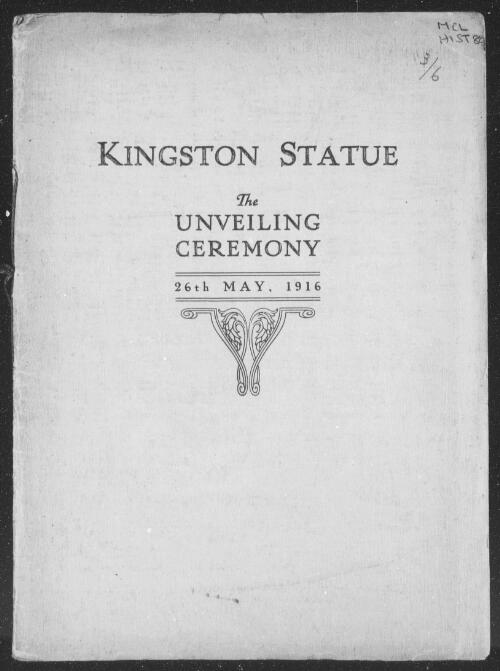 Record of proceedings in connection with the unveiling on the 26th May 1916 of the statue erected in Victoria Square Adelaide by the citizens of South Australia in memory of ... Charles Cameron Kingston