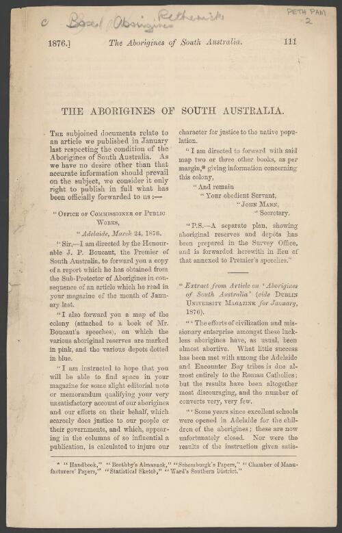 The Aborigines of South Australia