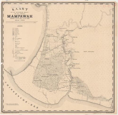 Kaart van het zuidwestelijk gedeelte van het landschap Mampawah [cartographic material] : residentie wester-afdeeling van Borneo