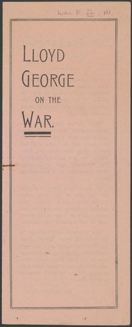 Lloyd George on the war