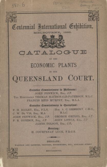 A Sketch Of The Economic Plants Of Queensland