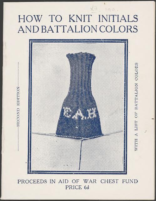 How to knit initials and battalion colours / by N.L.P. and F.M.A