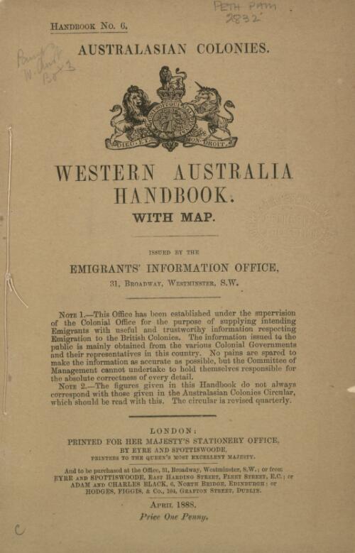Western Australia handbook, with map / issued by the Emigrants' Information Office
