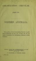 Colonization circular. Part III, Western Australia
