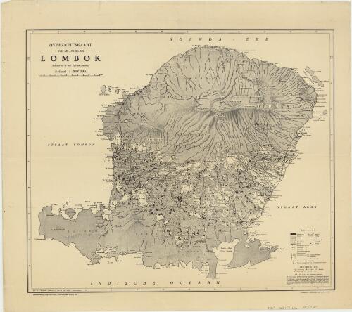 Overzichtskaart van de afdeeling Lombok (behort tot de Res. Bali en Lombok) / Reproductiebedrijf Topografische Dienst, Weltevreden 1908 (herdruk 1927)