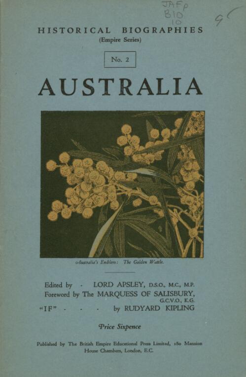 Australia / edited by Lord Apsley ; foreword by the Marquess of Salisbury
