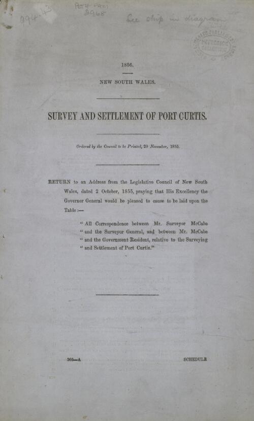 Survey and settlement of Port Curtis