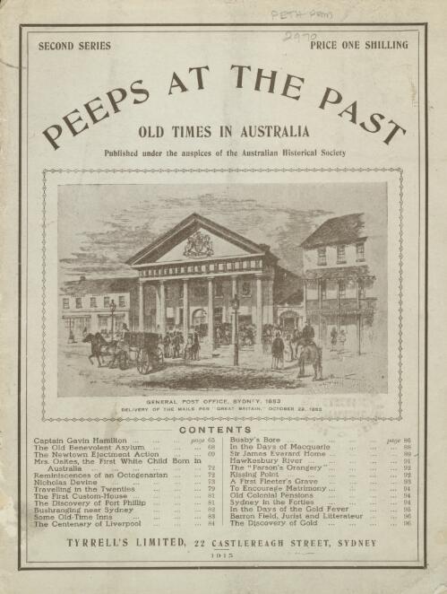 Peeps at the past : old times in Australia / published under the auspices of the Australian Historical Society