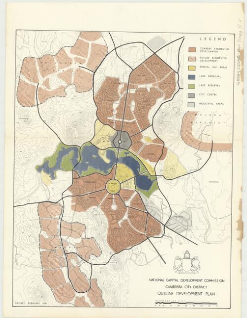 Canberra City District, outline development plan [cartographic material] / National Capital Development Commission