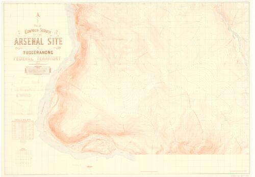 Plan of contour survey of the arsenal site at Tuggeranong, Federal Territory [cartographic material] / compiled and drawn by the Lands and Survey Branch, Home & Territories Dept. Melbourne May 1917