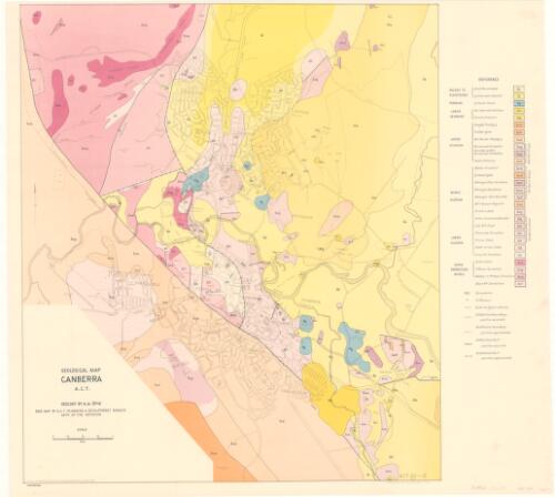 Geological map Canberra A.C.T. [cartographic material] / geology by A.A. Opik; base map by A.C.T. Planning & Development Branch, Dept of the Interior