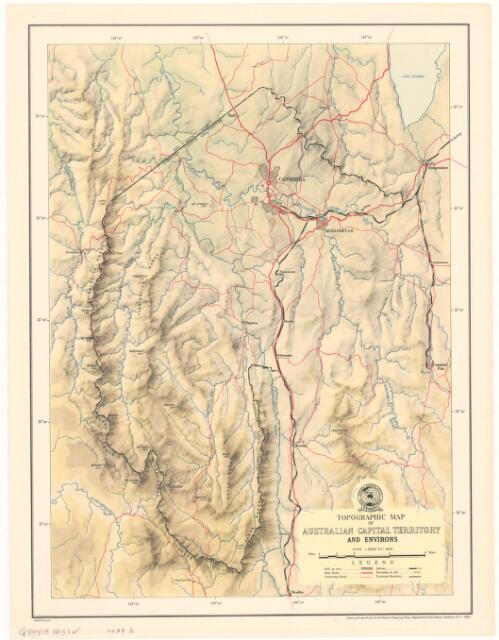 Topographic map of Australian Capital Territory and environs [cartographic material] / drawn and reproduced by the National Mapping Office, Department of the Interior