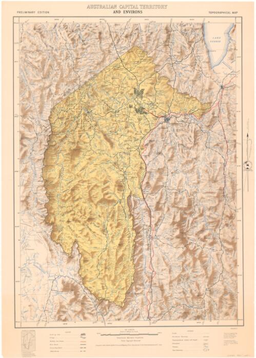 Australian Capital Territory and environs topographical map [cartographic material] : [with hill shading] / compiled and drawn by the National Mapping Office, Department of the Interior, Canberra, ACT, 1952