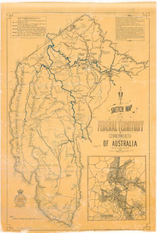 Sketch map of the Federal Territory Commonwealth of Australia [cartographic material] / compiled & drawn by Home & Territories Dept., Lands & Survey Branch, Melbourne