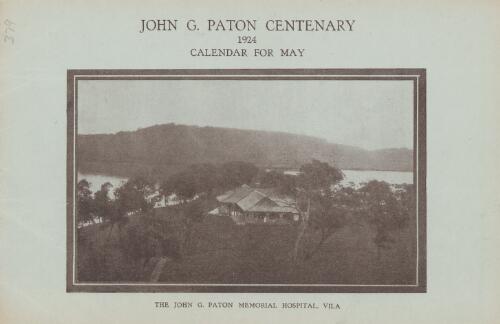 John G. Paton centenary 1924, calendar for May