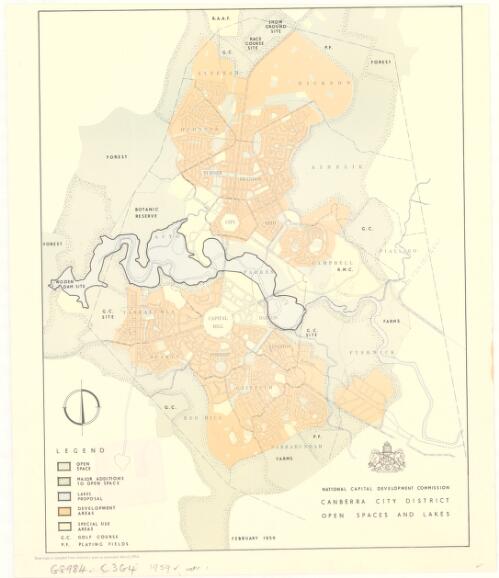 Canberra City District open spaces and lakes [cartographic material] / National Capital Development Commission