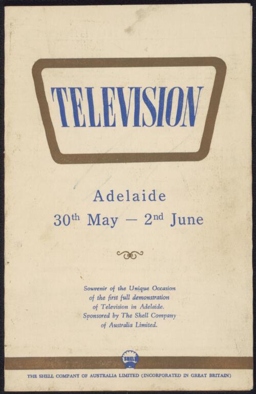 [Television : ephemera material collected by the National Library of Australia]