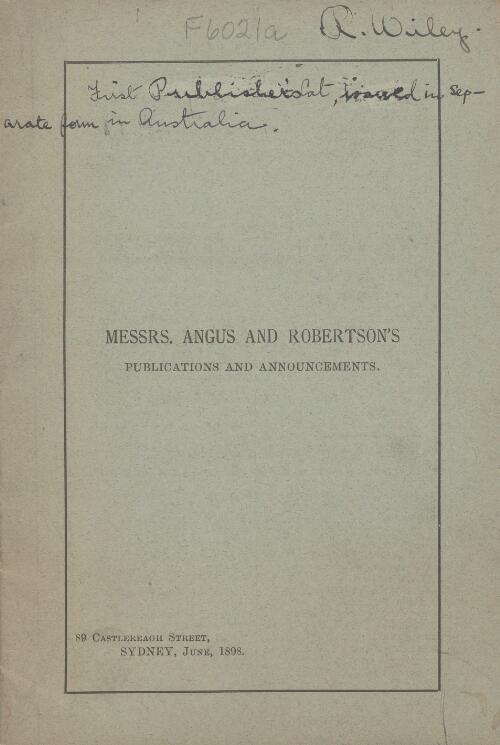 Messrs. Angus and Robertson's publications and announcements