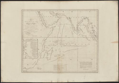 To the King's most excellent Majesty George the Third; this chart, with the comparative tracks of ships, in the different monsoons; shewing the connection and respective distances by sea, between the principal harbours & settlements in the East Indies; is with permission most humbly dedicated by His Majesty's most dutiful and devoted subject and servant, Benjamin Lacam / W. Palmer, sculp