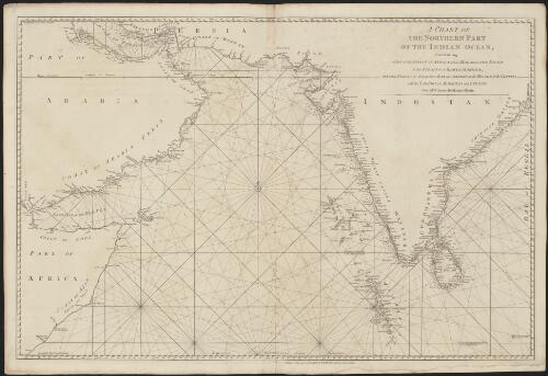 A chart of the northern part of the Indian Ocean, containing a part of the coast of Africa from Magadasho River to the Straits of Bab-el-Mandeb, and the coasts of Asia from Bab-el-Mandeb to the mouths of the Ganges; with the Lakedivas, Maldivas and Ceylon / from Mr. d'Après de Mannevillette