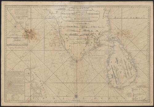 The coast of India from Mount Dilly to Pondicherry including the coasts of Malabar, Madura and part of Coromandel; from the draughts, remarks, and observations of Lieut. George Lewis, Superintt. and commander of the Prudence Armed Ordnance, Store Ship, in 1782 and 1783, with the Isle of Ceylon, and several useful additions, from the survey made by Order of the East India Company in 1790 by Lieut. Jo. Mc. CLuer [cartographic material]