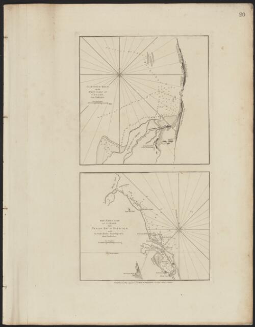 Calpentyn Road, on the west coast of Ceylon ; The east coast of Ceylon, from Venlos Bay to Batecalo, with the banks, rocks, soundings, & ca. [cartographic material] / from Vankeulen