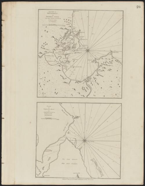 The Bay of Tricoenmale, or Trinkili-Male, on the east coast of Ceylon ; Plan of Venlos Bay, on the east coast of Ceylon [cartographic material] / from Vankuelen