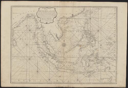 A new chart of the oriental seas and islands with the coasts of the continent from the isle of Ceylon to Amoye in China [cartographic material] : laid down from the draughts and journals of the British navigators and from the Dutch manuscript chart of the Moluccas and Spice islands, the whole compared with the last edition of the Neptune Oriental of Mr. D. Aprés de Mannevillette