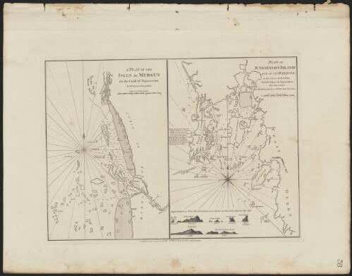 A plan of the Isles of Merguy on the coast of Tanasserim [cartographic material] / by Mr. D'Après de Mannevillette.  Plan of Junkseylon Island and of its harbour on the coast of Queda / from Mr. d'Apres de Mannevillette ; with improvements by M. Forten Master of H.M's. Ship Heroine