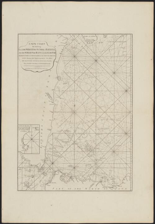 A new chart for sailing between the Straits of Sunda or Batavia, and the Straits of Banca and Gaspar [cartographic material] / By Monsr. D'Après de Mannevillette in his Neptune Oriental; to which among other improvements has been added the track of the Carnatick, Capt. Lestock Wilson, from North Watcher to North Island in 1787