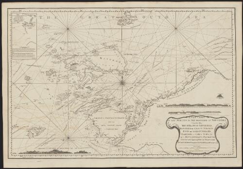 A new chart of the straits to the westward of New Guinea; comprehending the Straits of New Guinea, Revenge's or Galewo Straits, Pitt's or Sagewin Straits, Dampier's or Gamen Straits; with Bougainville's Passage &ca. [cartographic material] / corrected and improved from the observations of Captn. M. Hogan in 1796, and Captn. R. Williams in 1796 & 97