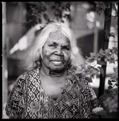 Sheila Sampi in her garden, Port Hedland, Pilbara, Western Australia, 2014