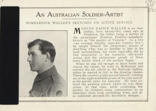 An Australian soldier-artist : Bombadier Waller's sketches on active service