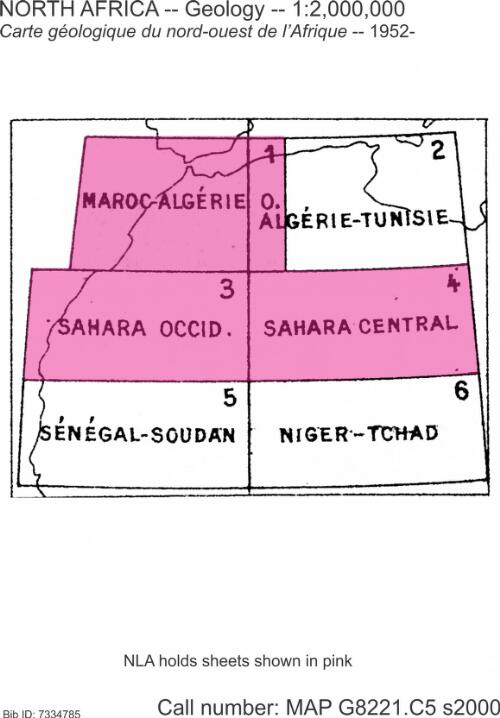 Carte geologique du nord-ouest de l'Afrique / dressee d'apres les cartes geologiques publiees et les travaux recents des Services Geologiques