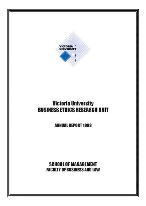 Business Ethics Research Unit annual report 1999