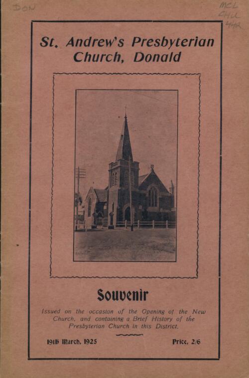 St. Andrew's Presbyterian Church, Donald : souvenir