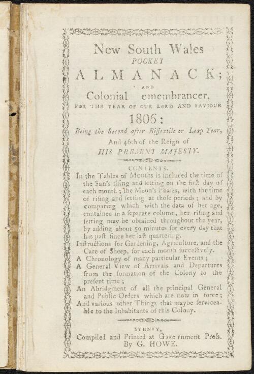 New South Wales pocket almanack and colonial remembrancer : for the year of our Lord and Saviour
