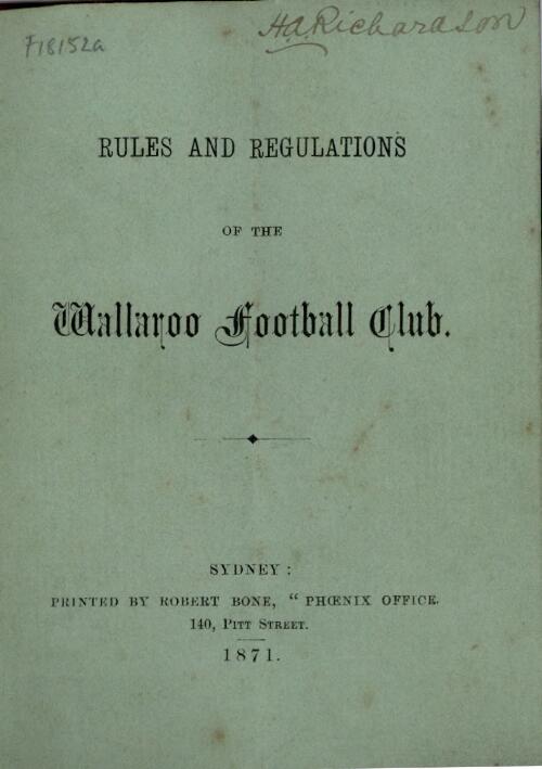 Rules and regulations of the Wallaroo Football Club