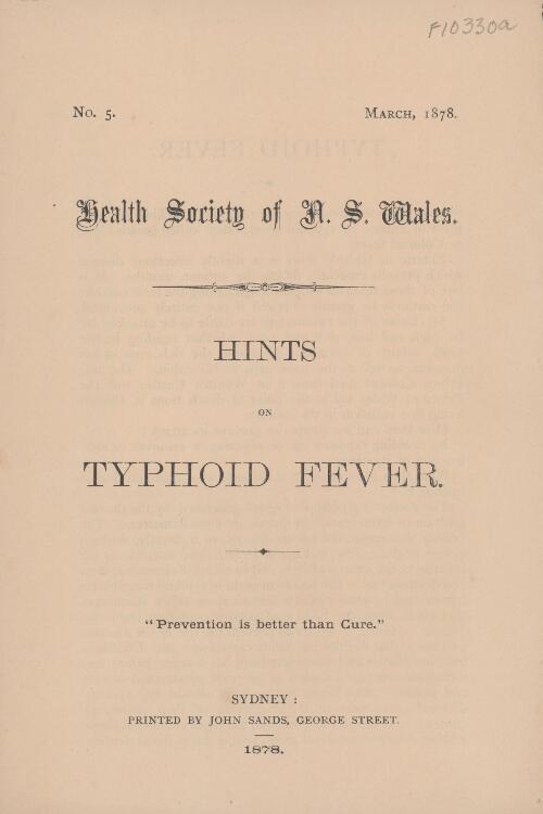 Hints on typhoid fever