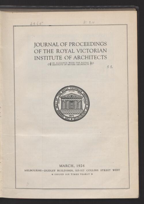 Journal of proceedings of the Royal Victorian Institute of Architects