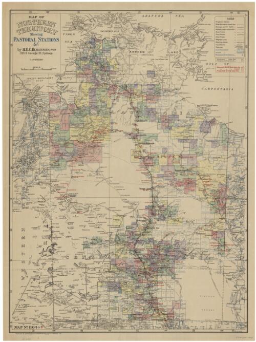 Map of Northern Territory showing pastoral stations &c. [cartographic material] / by H. E. C. Robinson Pty Ltd., Sydney