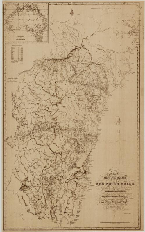 This map of the colony of New South Wales : exhibiting the situation and extent of the appropriated lands, including the counties, towns, village reserves, & c. compiled from authentic surveys & c. is dedicated to Sir John Barrow President of the Royal Geographical Society & c. & c. & c. by his obliged humble servant Robert Dixon / engraved by J.C. Walker