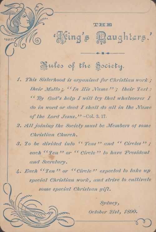 Rules of the Society / the King's Daughters