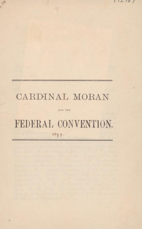 Cardinal Moran and the Federal Convention