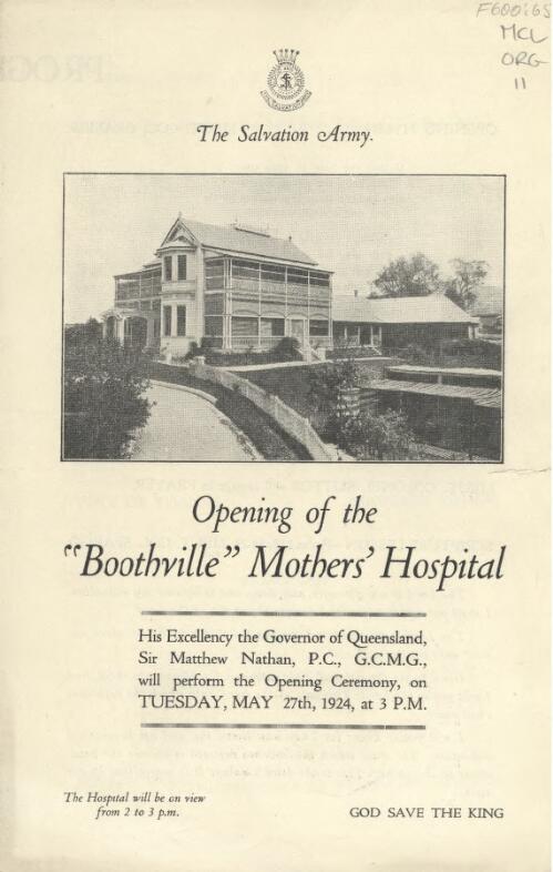 Opening of the Boothville Mothers' Hospital