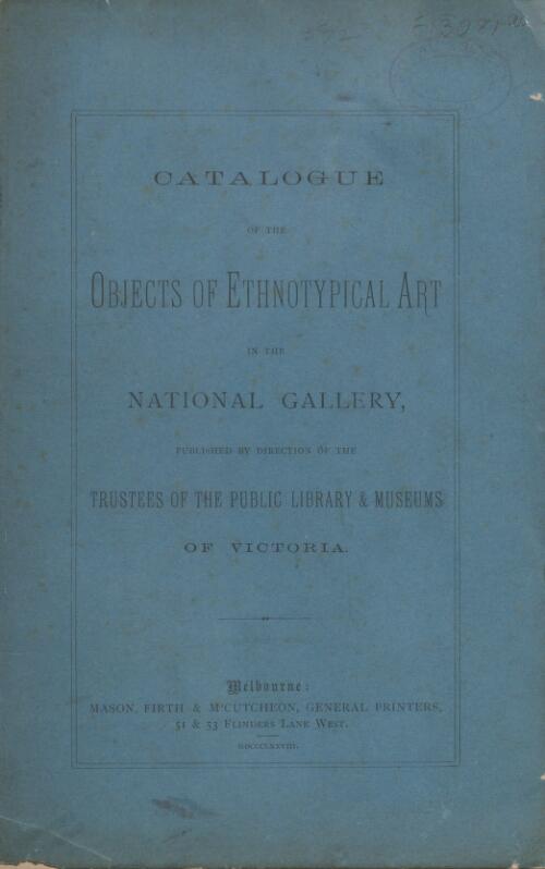 Catalogue of the objects of ethnotypical art in the National Gallery