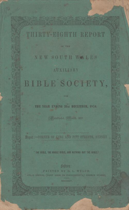 Report of the New South Wales Auxiliary Bible Society