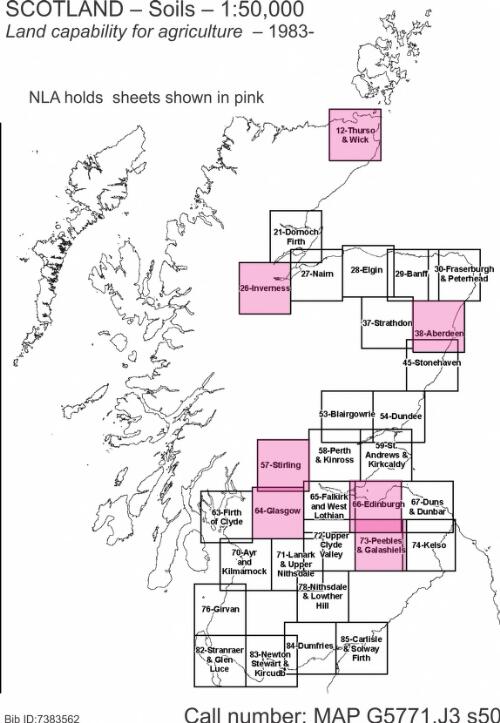 Land capability for agriculture : [Scotland] / made and published by the Ordnance Survey, Southampton, for the Macaulay Institute for Soil Research, Soil Survey of Scotland