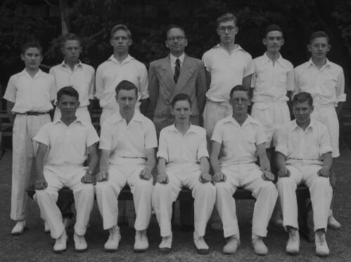 Group portrait of Sydney Grammar School pupils' cricket team and coach, Sydney, 14 November 1951, 8